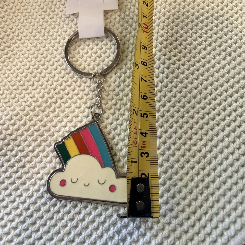 Rainbow Cloud Enamel Silver Tone Metal Keychain Key Ring Vive Cada Dia Ilusion